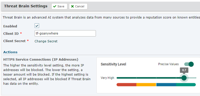 Bluefinch-esbd - Threat Brain setting screenshot e1739799467292