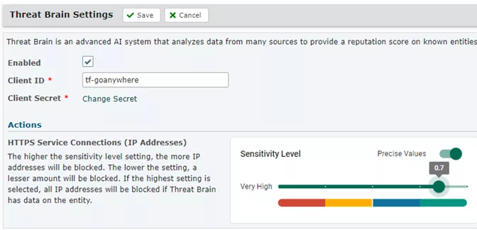 Bluefinch-esbd - Threat Brain setting screenshot e1739799467292