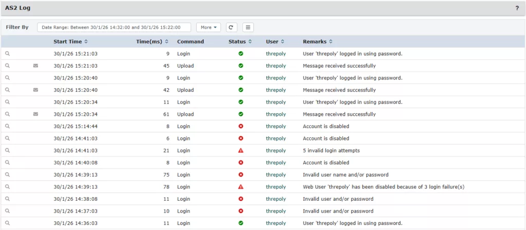 Bluefinch-esbd - GA log detection panne